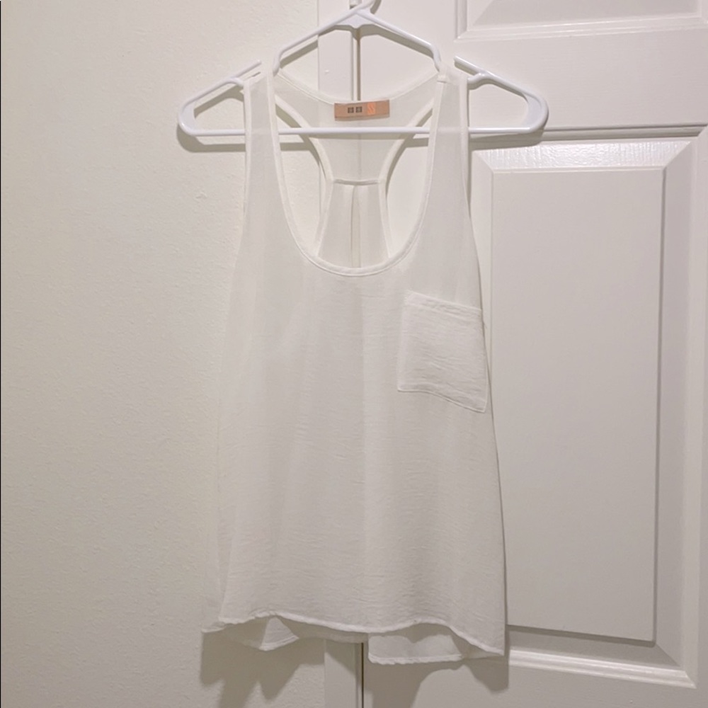 White sheer swing crepe tank
